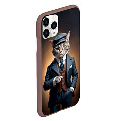 Чехол iPhone 11 Pro матовый Кот в стиле Томаса Шелби - Острые козырьки, цвет: 3D-коричневый — фото 2