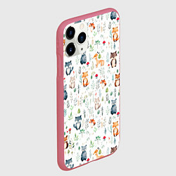 Чехол iPhone 11 Pro матовый Акварельные сказочные лесные звери от нейросети -, цвет: 3D-малиновый — фото 2
