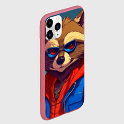 Чехол iPhone 11 Pro матовый Енот от ai, цвет: 3D-малиновый — фото 2