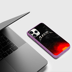 Чехол iPhone 11 Pro матовый Максим в стиле Металлика - огонь и искры, цвет: 3D-фиолетовый — фото 2