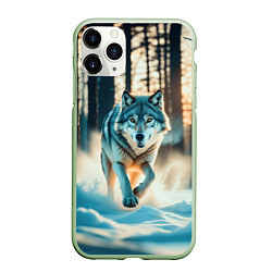Чехол iPhone 11 Pro матовый Волк в темном лесу