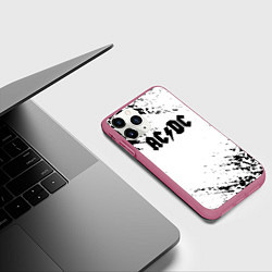 Чехол iPhone 11 Pro матовый ACDC rock collection краски черепа, цвет: 3D-малиновый — фото 2