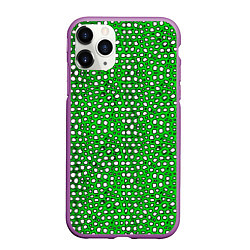 Чехол iPhone 11 Pro матовый Белые пузырьки на зелёном фоне, цвет: 3D-фиолетовый