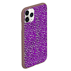 Чехол iPhone 11 Pro матовый Белые пузырьки на фиолетовом фоне, цвет: 3D-коричневый — фото 2