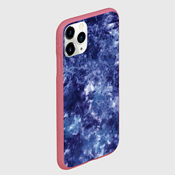 Чехол iPhone 11 Pro матовый Абстракция - sea blue, цвет: 3D-малиновый — фото 2