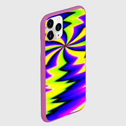 Чехол iPhone 11 Pro матовый Неоновая фрактальная абстракция, цвет: 3D-фиолетовый — фото 2