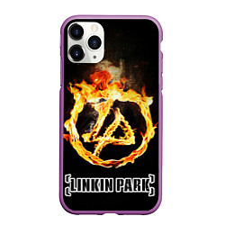 Чехол iPhone 11 Pro матовый Linkin Park - fire logo, цвет: 3D-фиолетовый