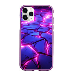 Чехол iPhone 11 Pro матовый Неоновые фиолетовые камни со свечением, цвет: 3D-фиолетовый