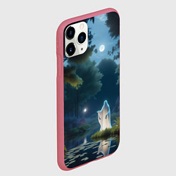 Чехол iPhone 11 Pro матовый Одинокий призрак в лесу, цвет: 3D-малиновый — фото 2