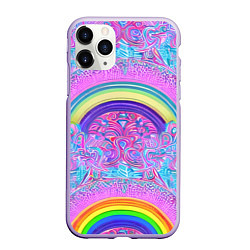 Чехол iPhone 11 Pro матовый Радужный узор разноцветный, цвет: 3D-светло-сиреневый