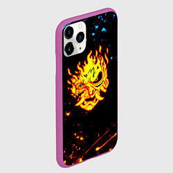 Чехол iPhone 11 Pro матовый Самурай киберпанк лого, цвет: 3D-фиолетовый — фото 2