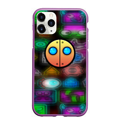 Чехол iPhone 11 Pro матовый Geometry dash stiker, цвет: 3D-фиолетовый