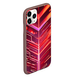 Чехол iPhone 11 Pro матовый Красные неон полосы киберпанк, цвет: 3D-коричневый — фото 2