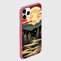 Чехол iPhone 11 Pro матовый Зимнее настроение новогодний рисунок, цвет: 3D-малиновый — фото 2
