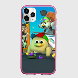 Чехол iPhone 11 Pro матовый Маленький Мальчик Чикен Ган, цвет: 3D-малиновый