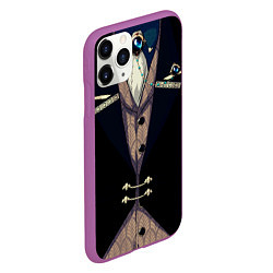 Чехол iPhone 11 Pro матовый Фрак тёмный с цепочками и брошью, цвет: 3D-фиолетовый — фото 2