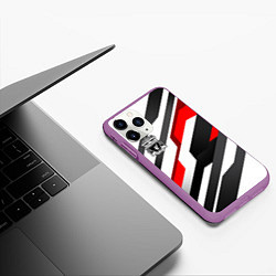 Чехол iPhone 11 Pro матовый Ливерпуль - абстракция, цвет: 3D-фиолетовый — фото 2