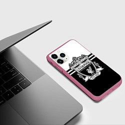 Чехол iPhone 11 Pro матовый Ливерпуль - черно-белый, цвет: 3D-малиновый — фото 2