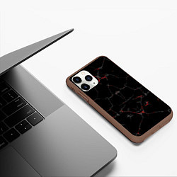 Чехол iPhone 11 Pro матовый Черные текстуры и трещины, цвет: 3D-коричневый — фото 2