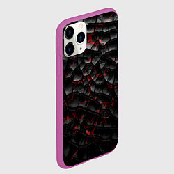 Чехол iPhone 11 Pro матовый Трещины черные, цвет: 3D-фиолетовый — фото 2