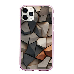 Чехол iPhone 11 Pro матовый Серые камни, цвет: 3D-розовый