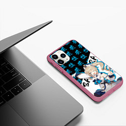 Чехол iPhone 11 Pro матовый Барбара иероглифы - Геншин Импакт, цвет: 3D-малиновый — фото 2