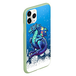 Чехол iPhone 11 Pro матовый Дракон магический 2024, цвет: 3D-салатовый — фото 2