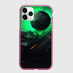 Чехол iPhone 11 Pro матовый Зеленые фантазии в абстракции, цвет: 3D-малиновый