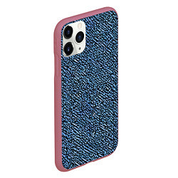 Чехол iPhone 11 Pro матовый Чёрные и синие мазки, цвет: 3D-малиновый — фото 2