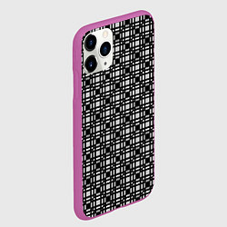 Чехол iPhone 11 Pro матовый Черно белый геометрический клетчатый узор, цвет: 3D-фиолетовый — фото 2