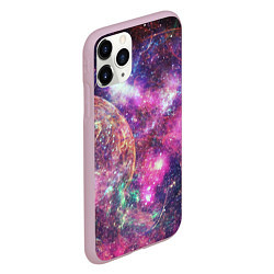 Чехол iPhone 11 Pro матовый Пурпурные космические туманности со звездами, цвет: 3D-розовый — фото 2