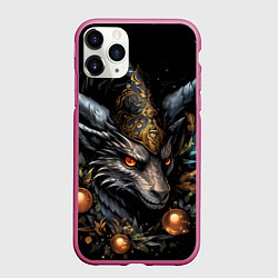 Чехол iPhone 11 Pro матовый Страж новогодней ночи, цвет: 3D-малиновый