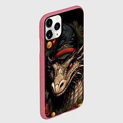 Чехол iPhone 11 Pro матовый Ледяной дракон праздника, цвет: 3D-малиновый — фото 2
