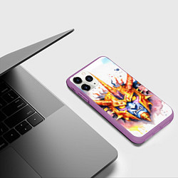 Чехол iPhone 11 Pro матовый Агрессивный оранжевый робот акварель, цвет: 3D-фиолетовый — фото 2