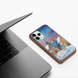Чехол iPhone 11 Pro матовый Сказочный новогодний городок, цвет: 3D-коричневый — фото 2