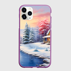 Чехол iPhone 11 Pro матовый Сказочная метель подарков, цвет: 3D-фиолетовый
