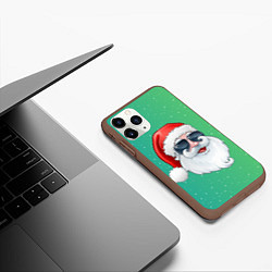 Чехол iPhone 11 Pro матовый Дед Мороз в очках, цвет: 3D-коричневый — фото 2