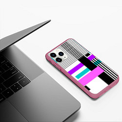 Чехол iPhone 11 Pro матовый Геометрический узор в стиле пэчворк, цвет: 3D-малиновый — фото 2