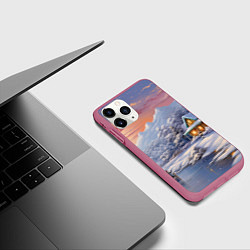 Чехол iPhone 11 Pro матовый Ожившие сказки зимнего леса, цвет: 3D-малиновый — фото 2
