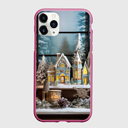 Чехол iPhone 11 Pro матовый Снежный день в городе, цвет: 3D-малиновый