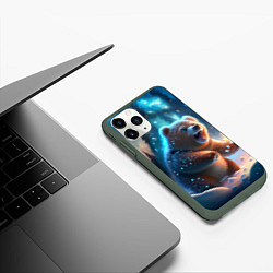 Чехол iPhone 11 Pro матовый Полярный мишка, цвет: 3D-темно-зеленый — фото 2