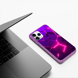 Чехол iPhone 11 Pro матовый Неоновые плиты розовые, цвет: 3D-фиолетовый — фото 2