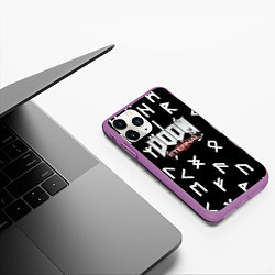 Чехол iPhone 11 Pro матовый Doom Eternal mars symbol demon, цвет: 3D-фиолетовый — фото 2