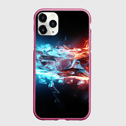 Чехол iPhone 11 Pro матовый Лед и пламя абстракция