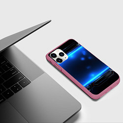 Чехол iPhone 11 Pro матовый Синий неоновый экран, цвет: 3D-малиновый — фото 2