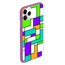 Чехол iPhone 11 Pro матовый Геометрический зелёно-фиолетовый, цвет: 3D-фиолетовый — фото 2
