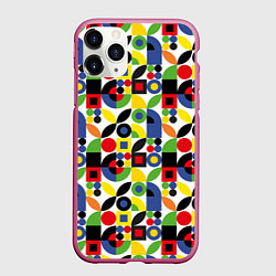 Чехол iPhone 11 Pro матовый Паттерн из геометрических фигур, цвет: 3D-малиновый
