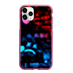 Чехол iPhone 11 Pro матовый Lil peep neon rap music, цвет: 3D-малиновый