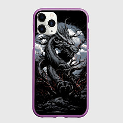 Чехол iPhone 11 Pro матовый Дракон ярких фейерверков 2024, цвет: 3D-фиолетовый