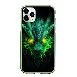 Чехол iPhone 11 Pro матовый Светящийся зеленый дракон 2024